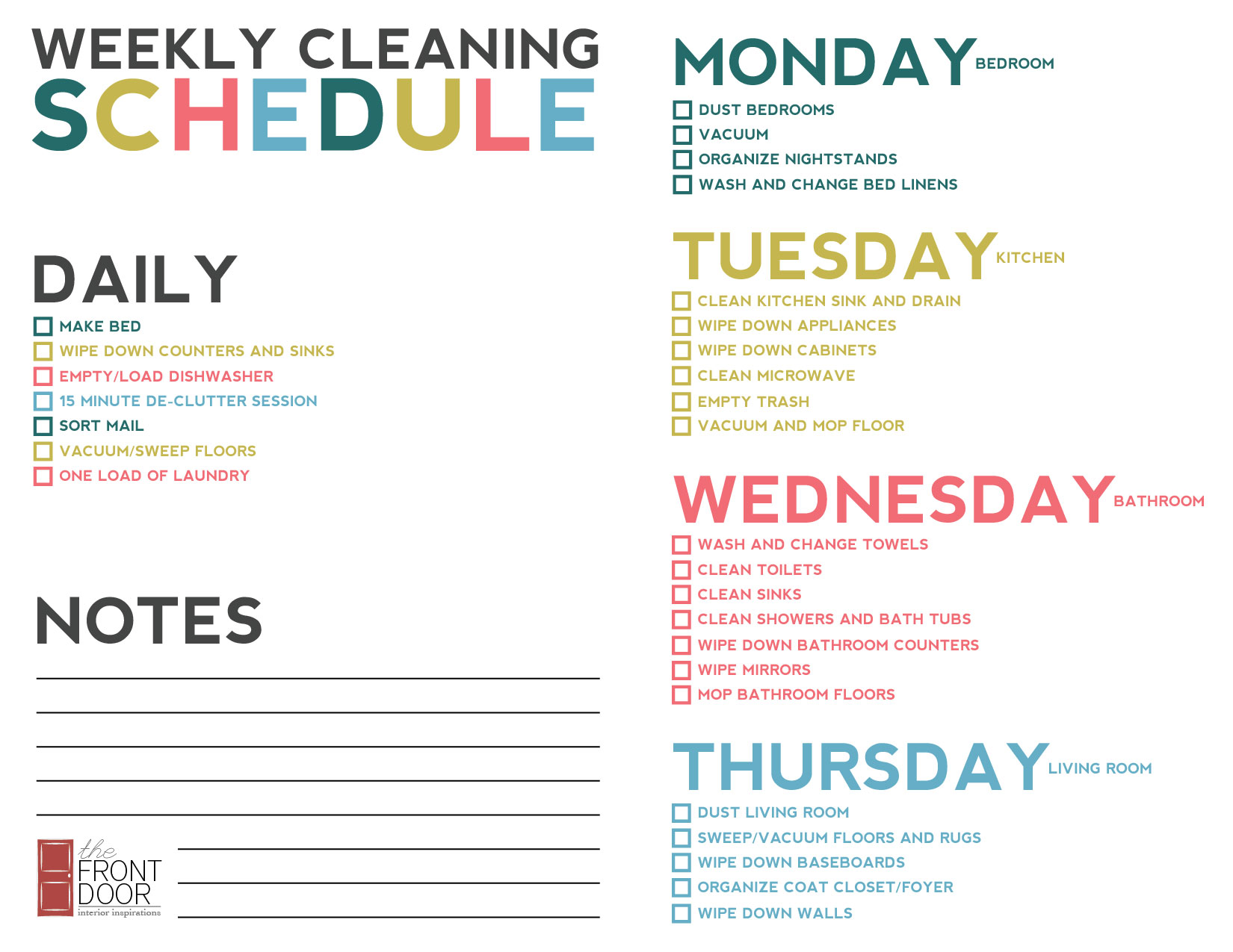 FREE Printable Cleaning Schedule