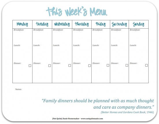 30 Family Meal Planning Templates weekly, monthly, budget | Tip 