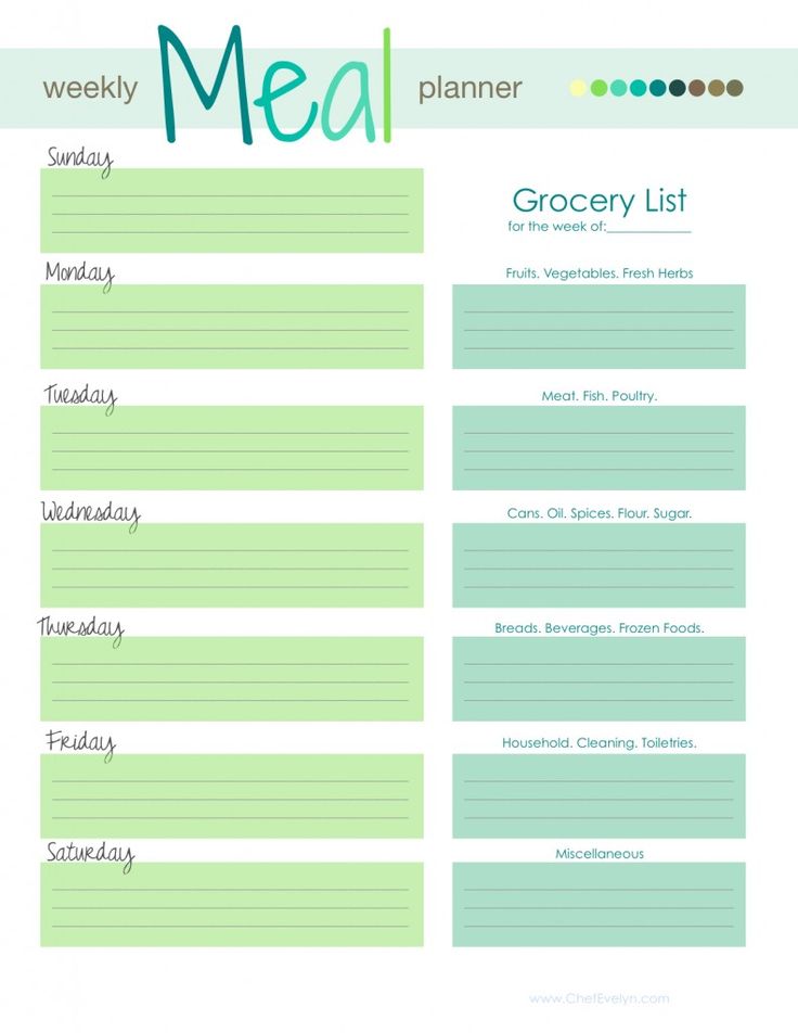 Meal Planner Template Weekly Menu Planner