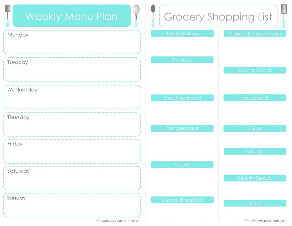 20 Free Menu Planner Printables | Fab N' Free