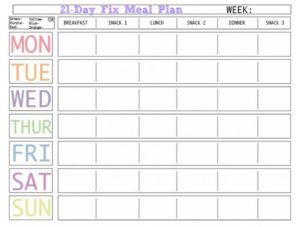 weekly meal planner template with snacks