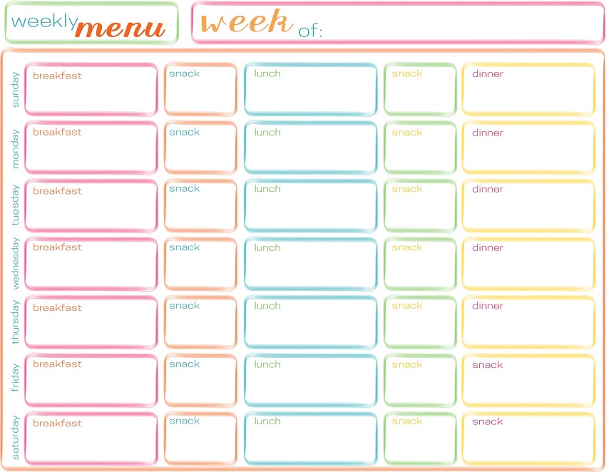 45+ Printable Weekly Meal Planner Templates | Kitty Baby Love