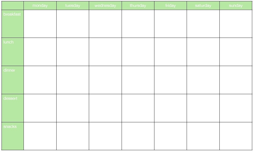 Printable Weekly Meal Planner Template with SnacksKitty Baby Love