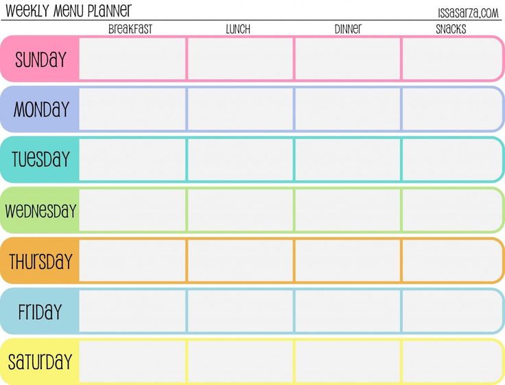 Meal Planner Template Weekly Menu Planner