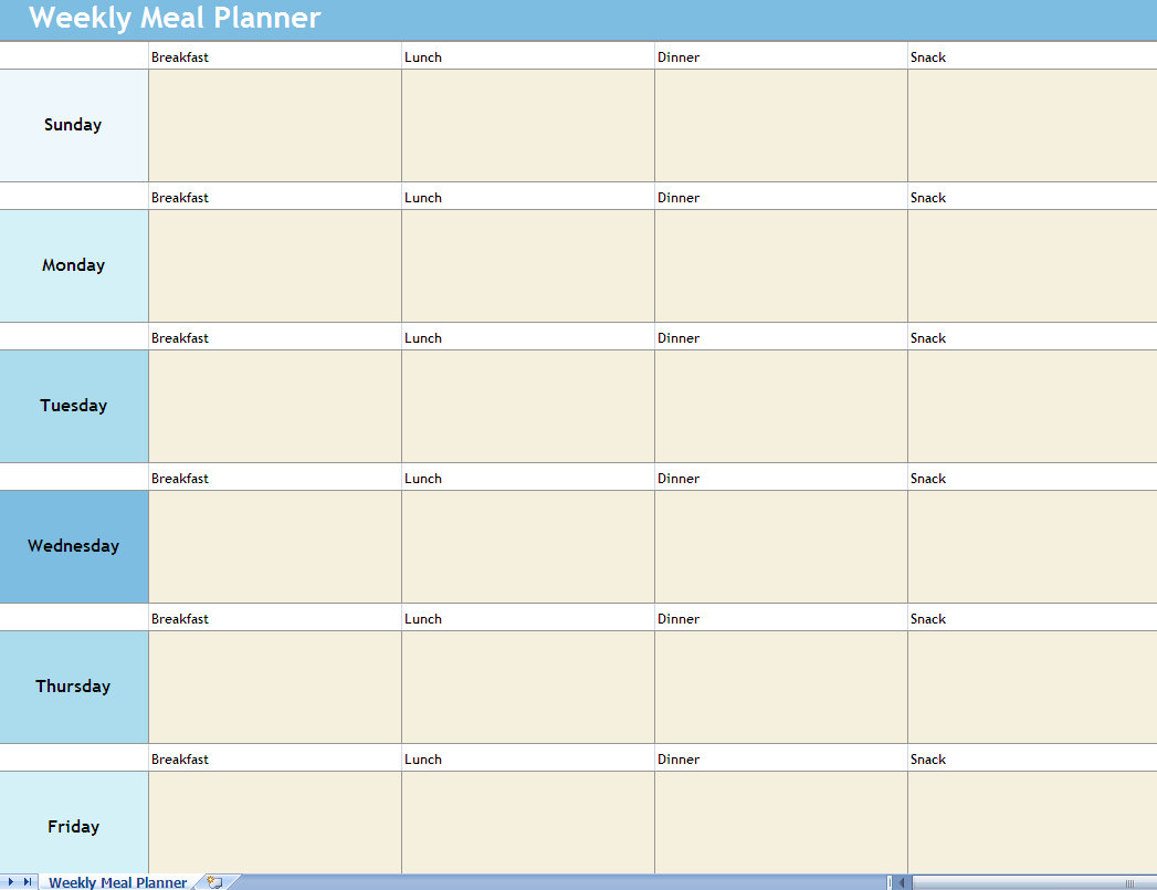 Meal Planner Template Weekly Menu Planner