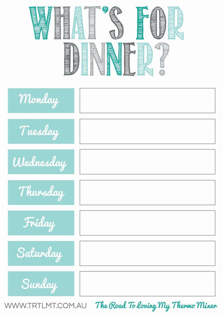 Meal Planner Template Weekly Menu Planner