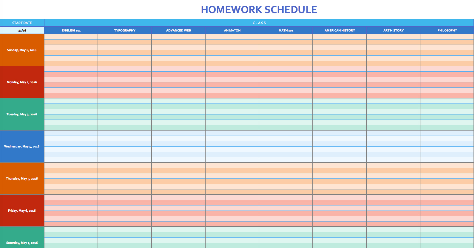 Weekly Planner | Excel Templates