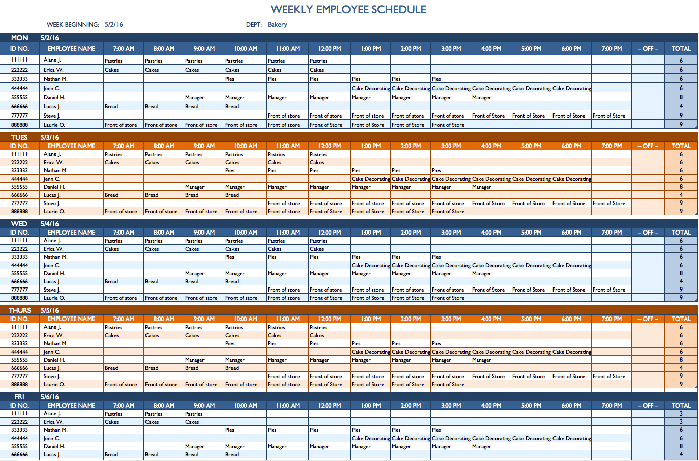 Free Weekly Schedule Template for Excel