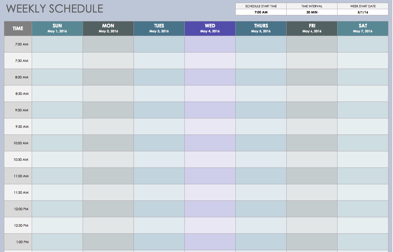 Free Weekly Schedule Templates For Excel Smartsheet