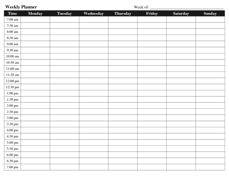 Weekly Time Schedule Template – PDF Excel Word – Get Calendar 