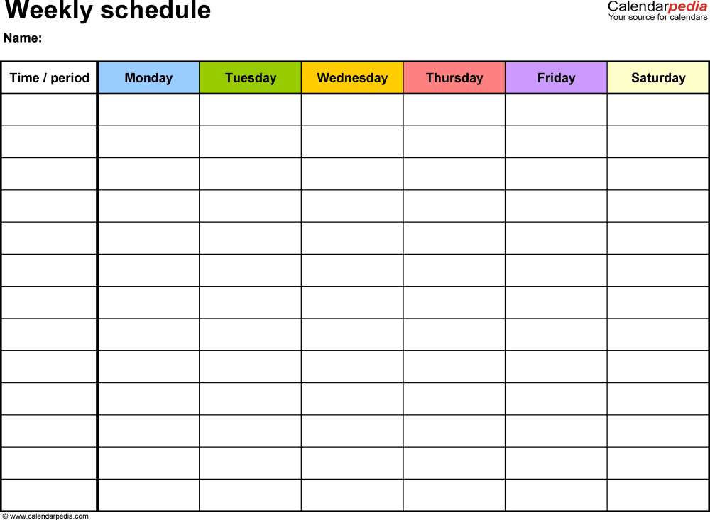 Free Weekly Schedule Templates for PDF 18 templates