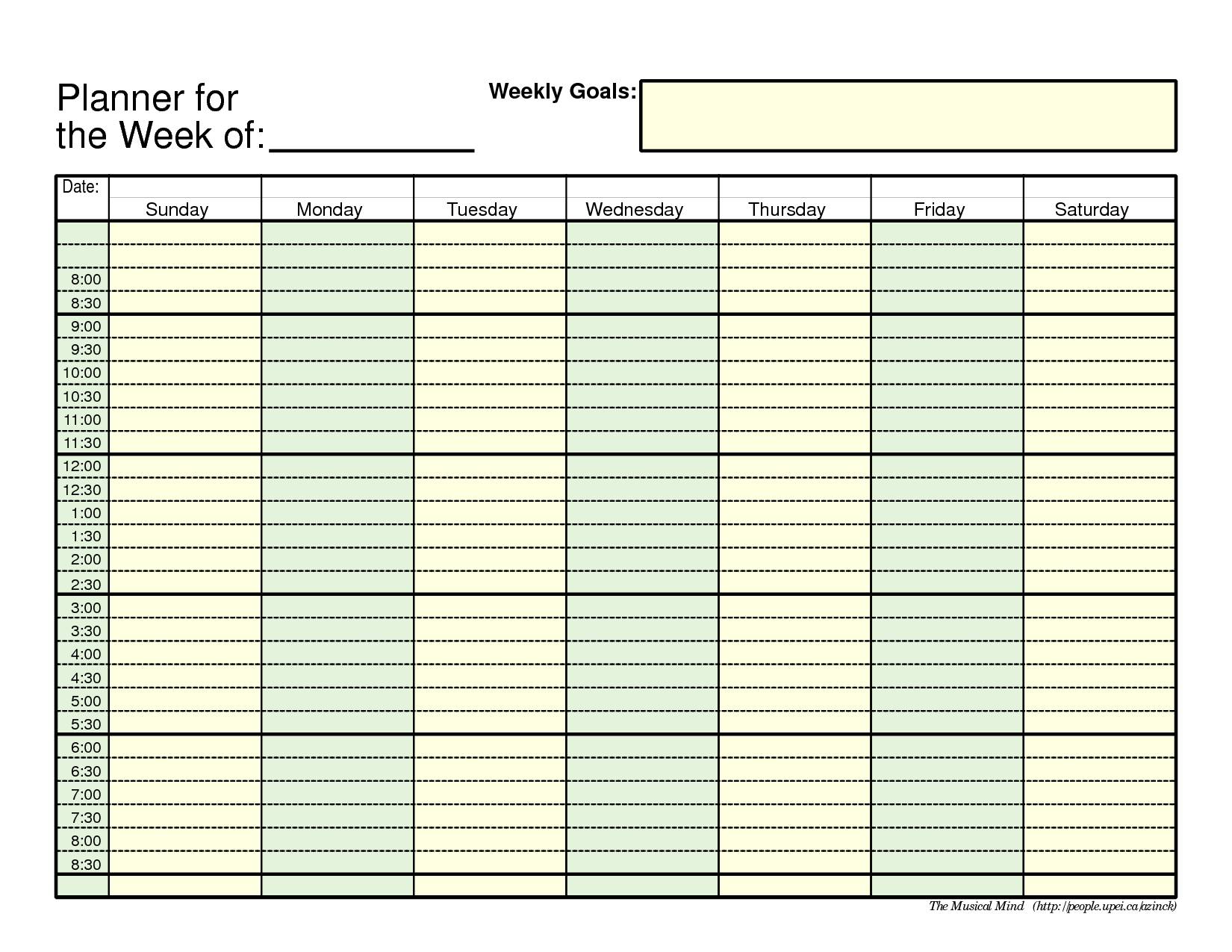 Weekly calendar 2016 for Word 12 free printable templates