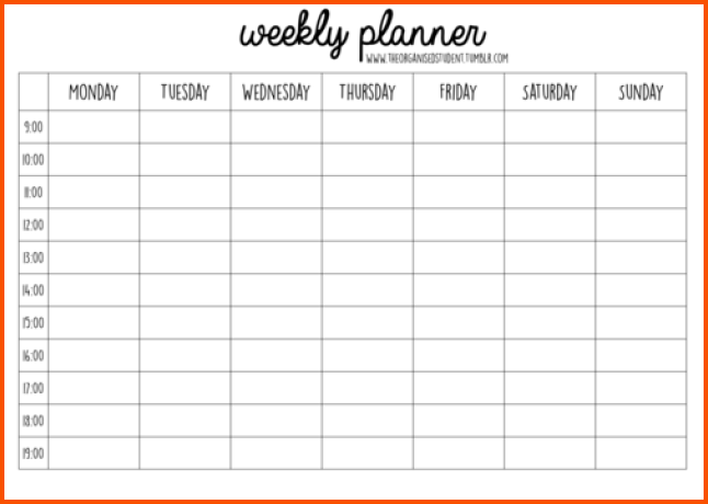 11+ weekly planner template word | Survey Template Words