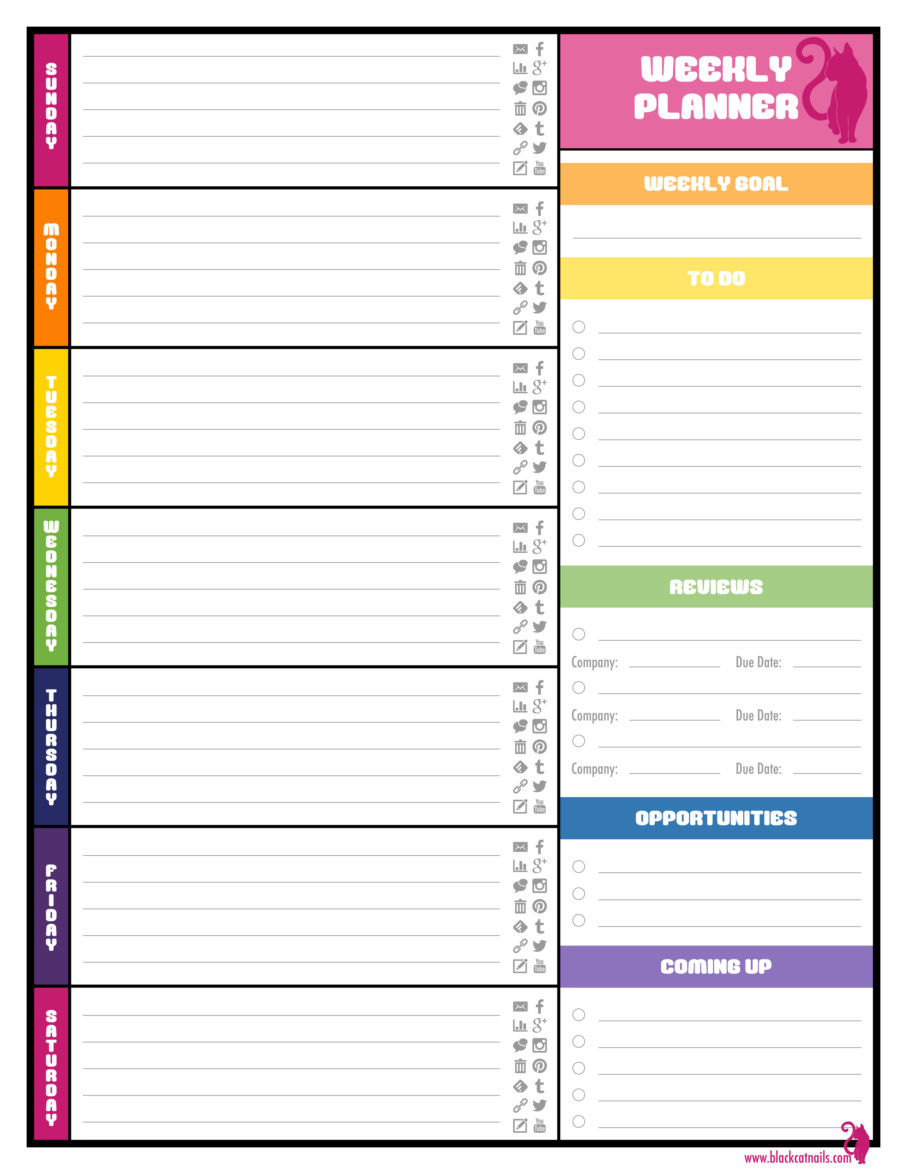 Weekly Planner Template Free Printable Weekly Planner for Excel