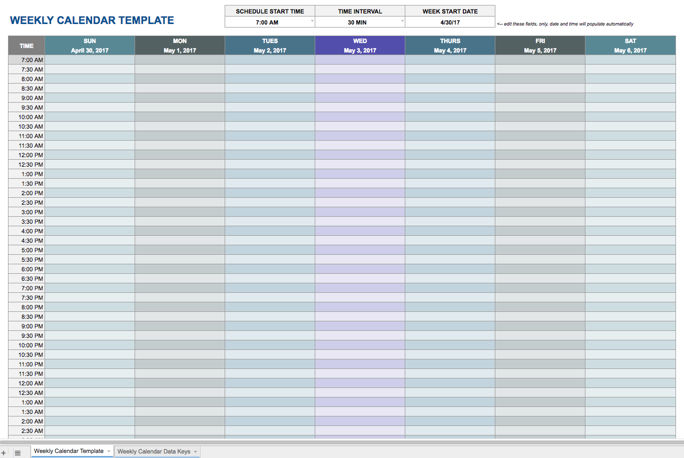 Google Docs Weekly Schedule Template Free