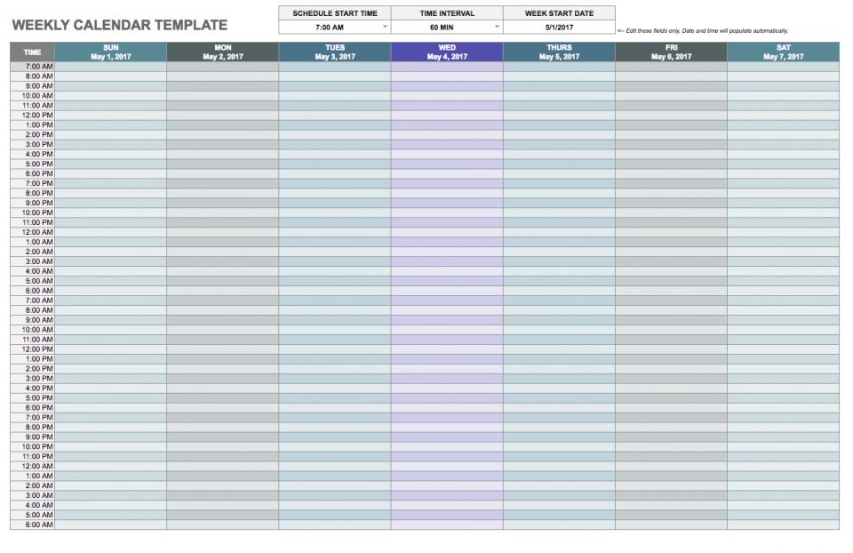 Free Weekly Schedule Templates for Excel 18 templates