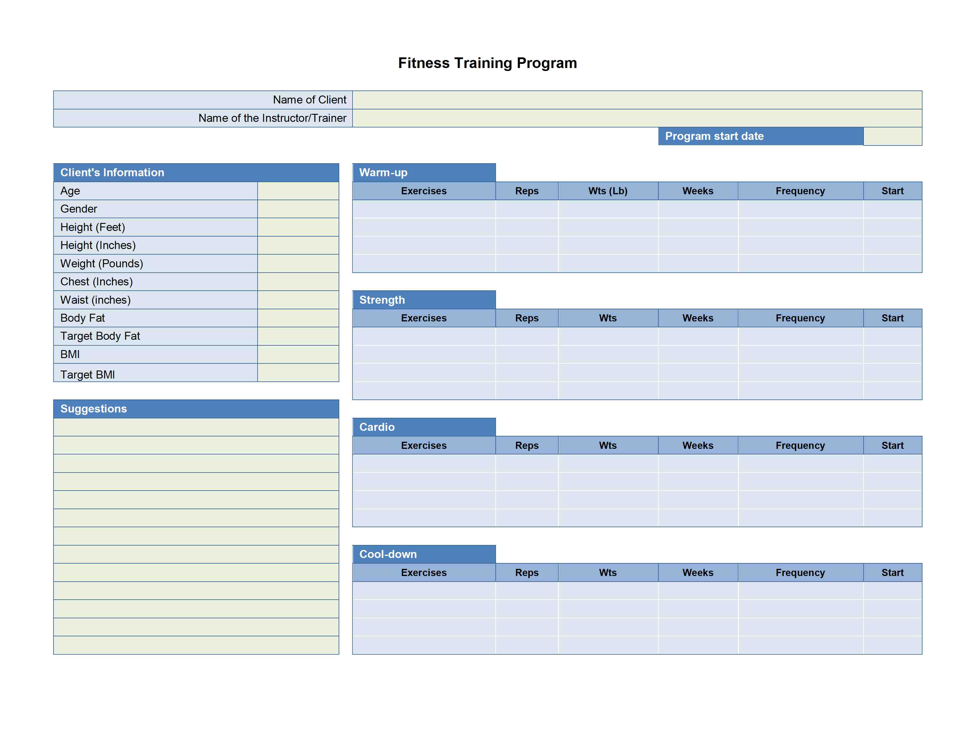 Training Plan Template vnzgames