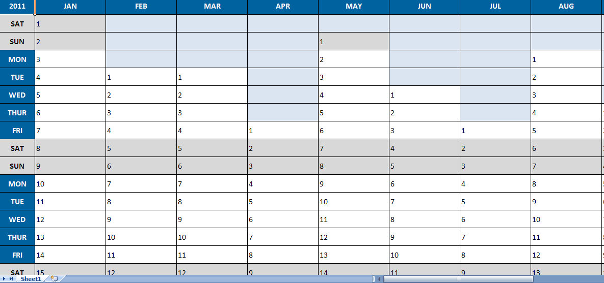 Excel year planner/calendar 2014 UK: 15 free printable templates