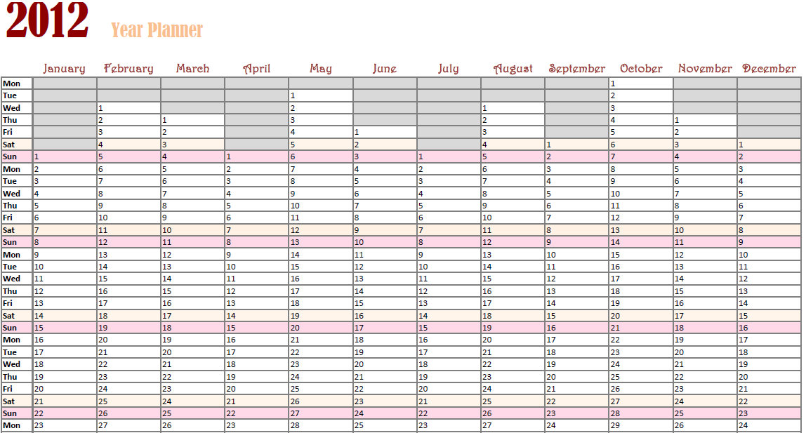 Year Planner · James Barlow