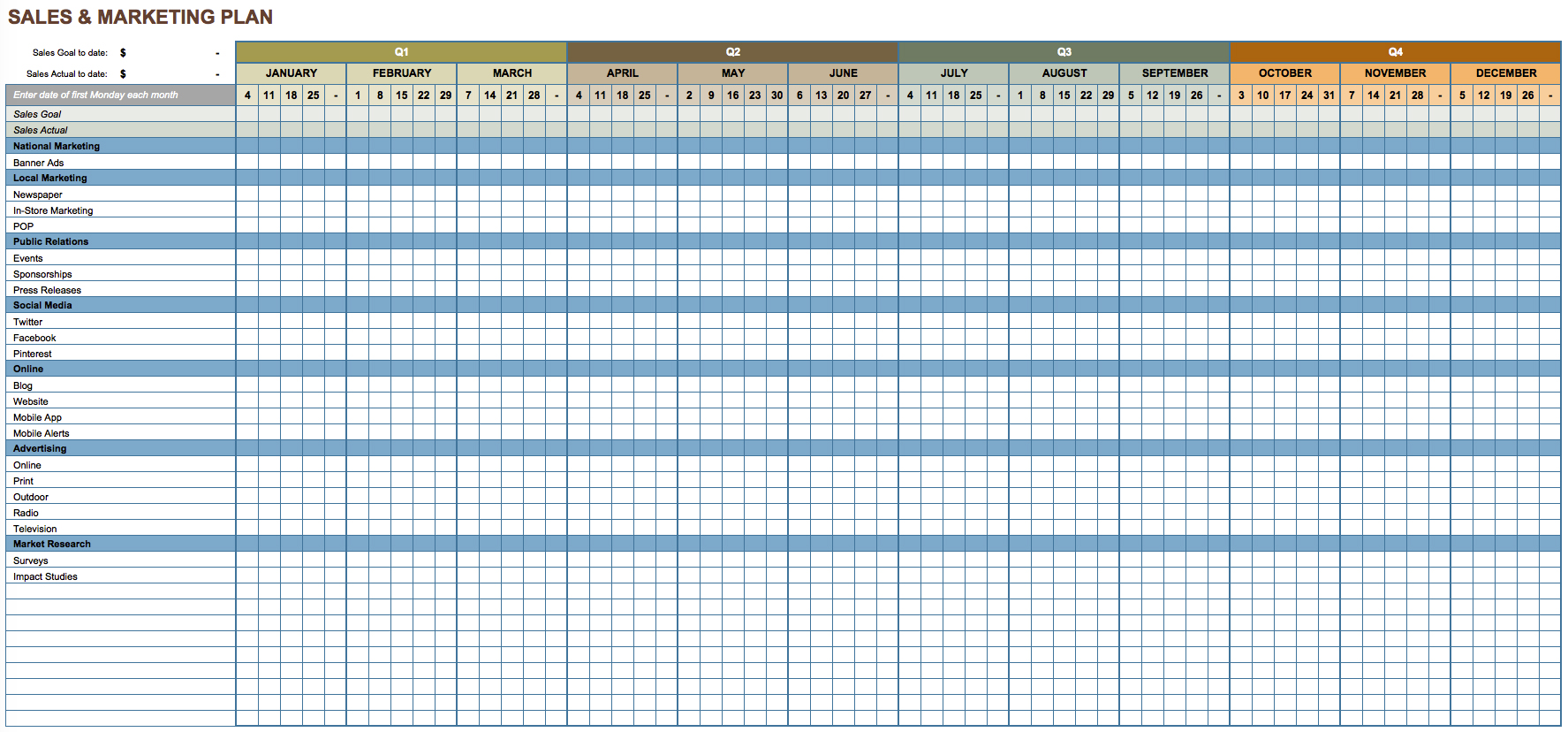 Free Marketing Plan Templates for Excel Smartsheet