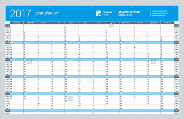 Planning Calendar Template Yearly