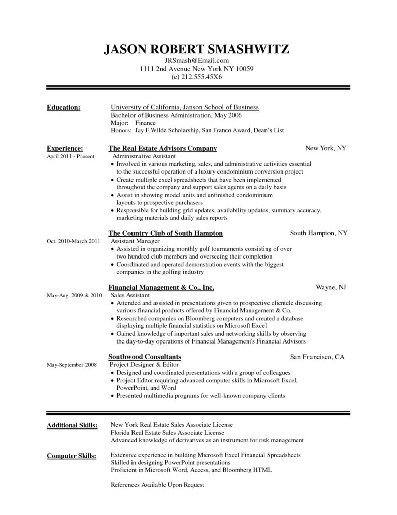 resume format for canada pr