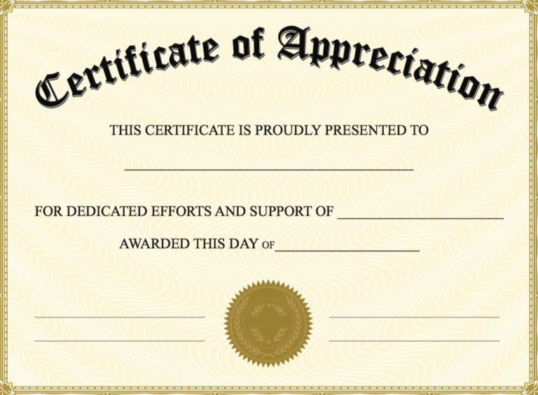 Certificate Of Appreciation Template Doc