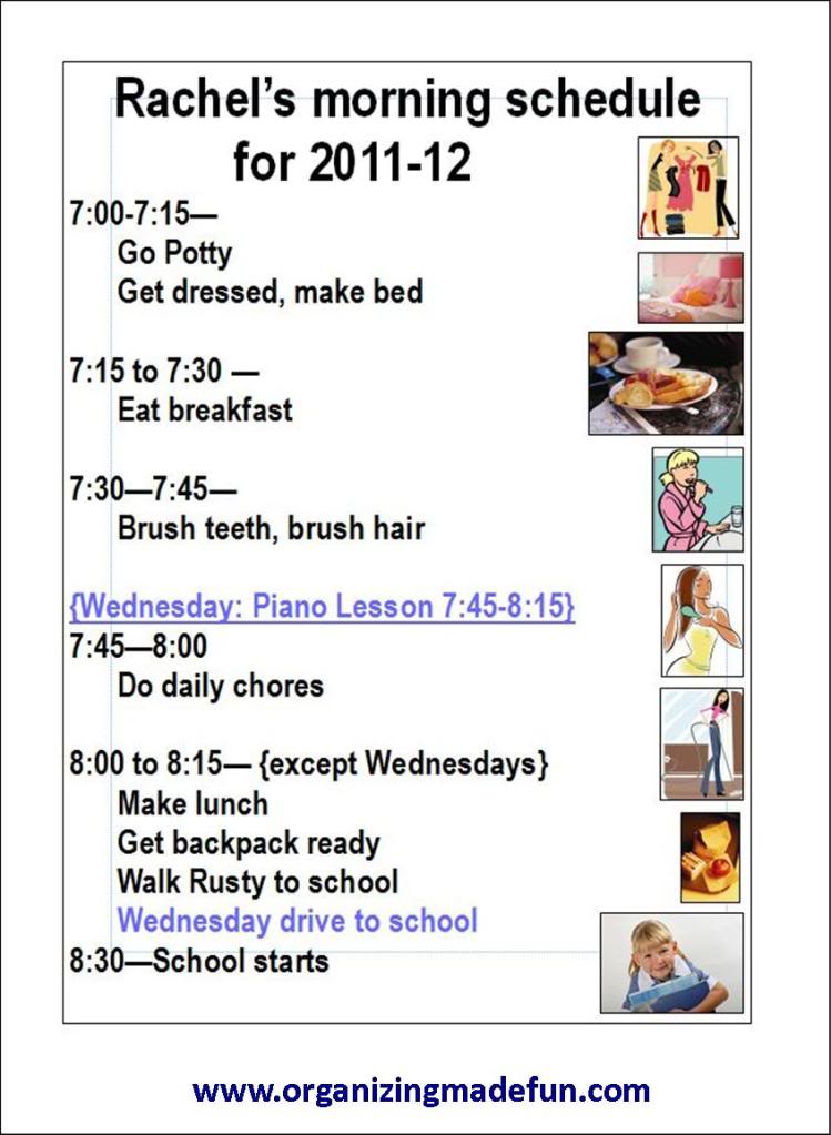 Daily Routine Chart For 6 Year Old