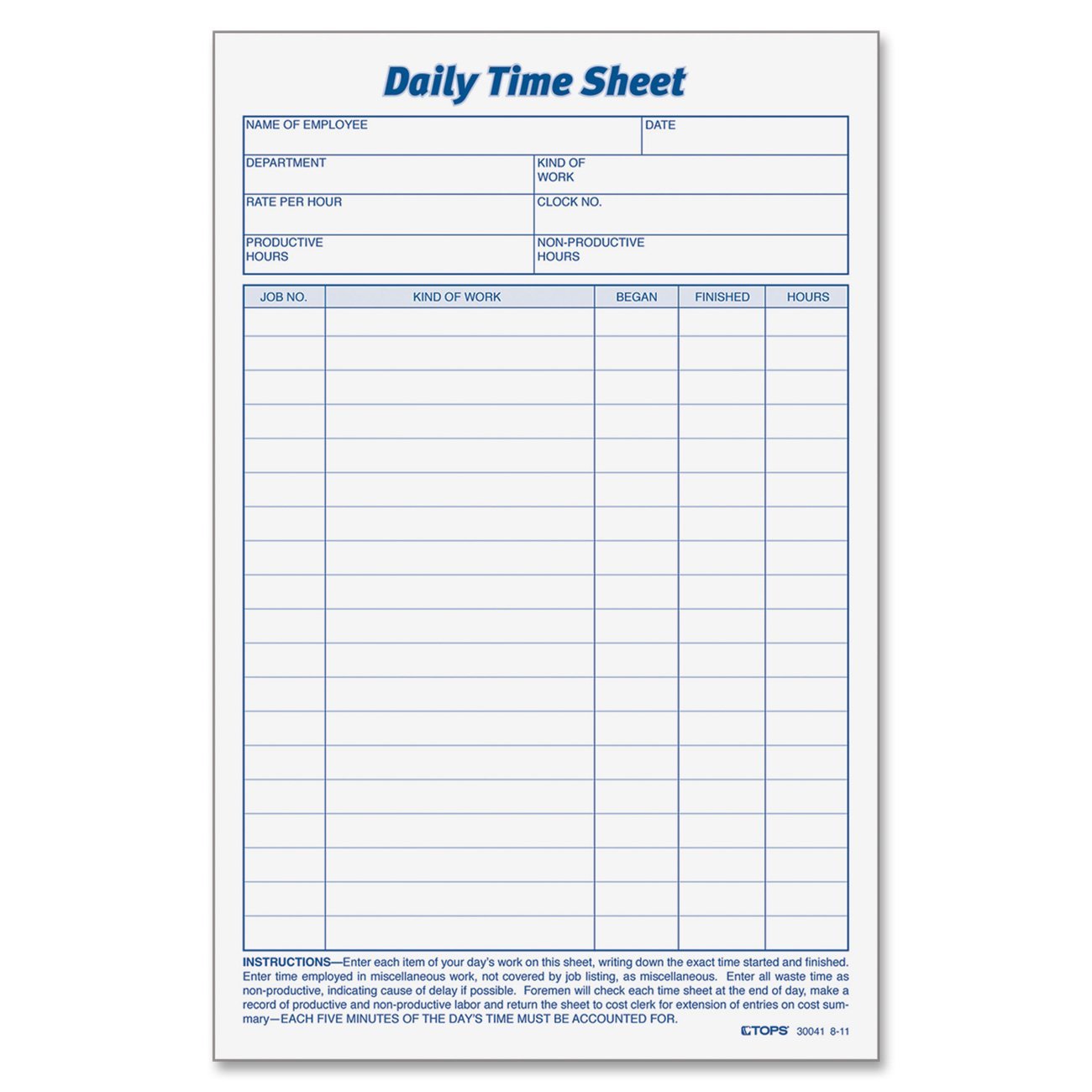 Daily Task Sheet For Employee planner template free