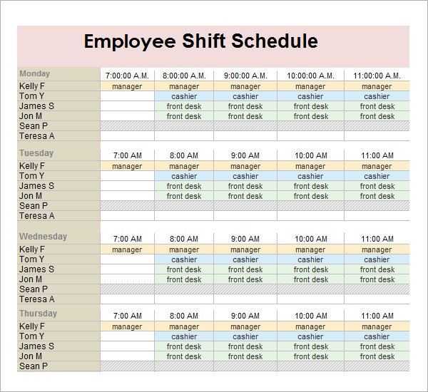 Employee Shift Schedule Generator Planner Template Free
