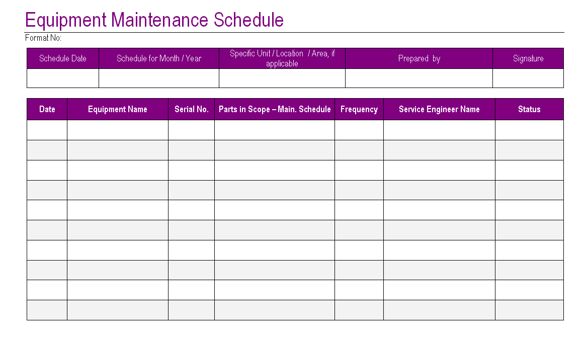 Download Preventive Maintenance Schedule Template Excel Gantt Chart 
