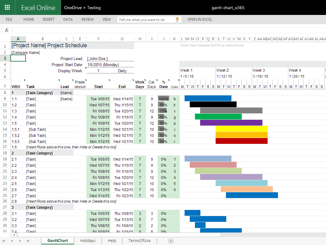 Simple excel project management template molifive