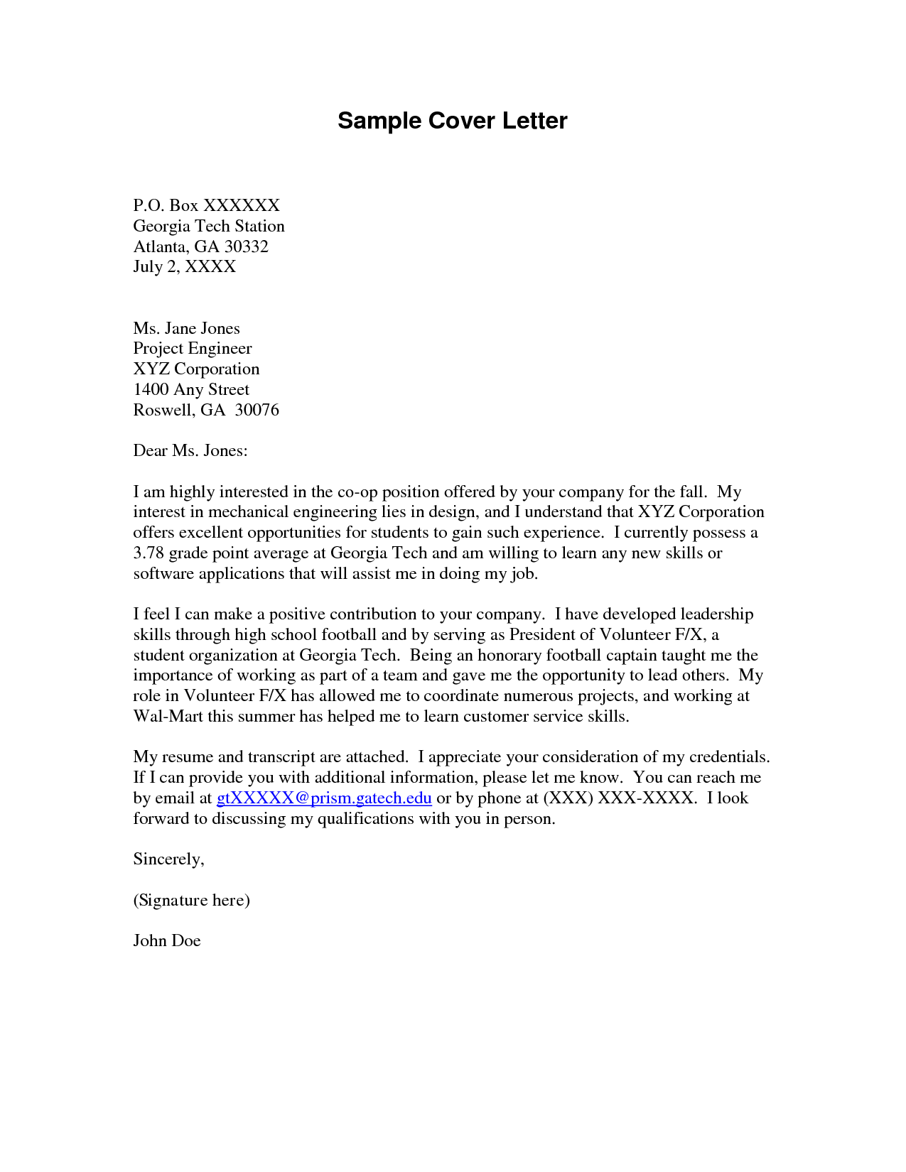 cover letter with volunteer experience