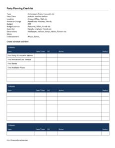 Party Planner List Template
