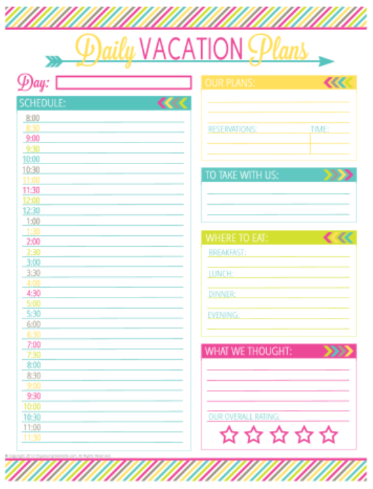 Printable Vacation Planner planner template free