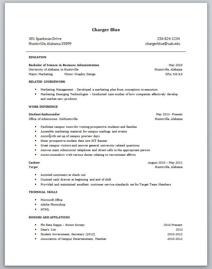 Resume For Students With No Experience - planner template free