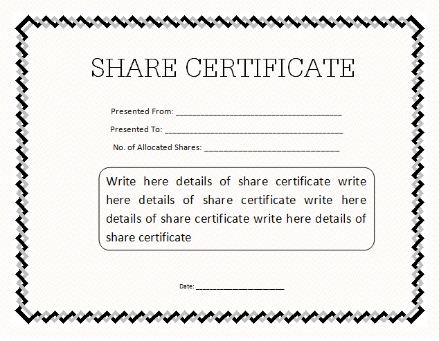 Share Certificate Template South Africa Planner Template Free