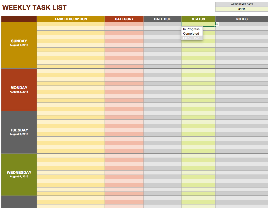 Task Planner Template planner template free
