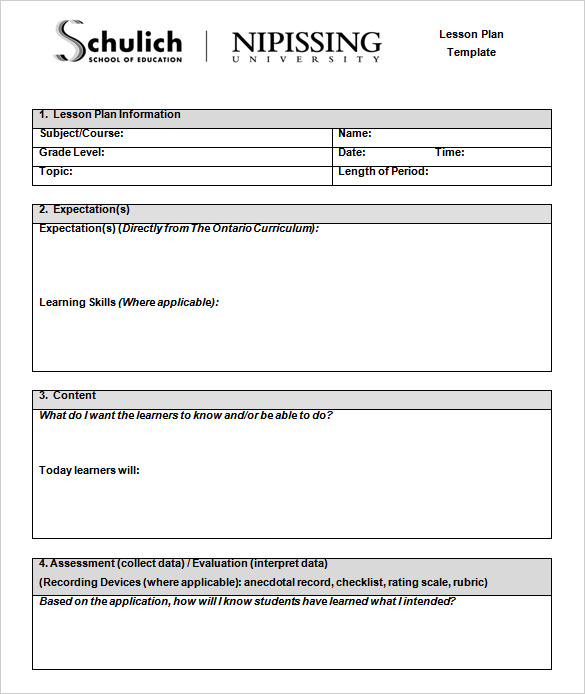 Early Childhood Lesson Plan Template from www.plannertemplatefree.com